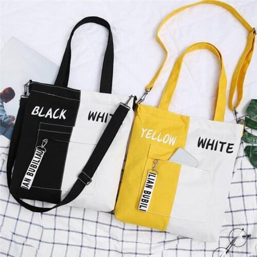 Large Capacity Women Canvas Bag New Casual All-match Shoulder Bag Messenger Bag Student Zipper Handbag School Bag