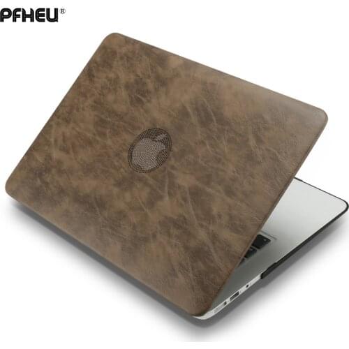 PFHEU, PU leather top+Hard plastic Laptop Case for MacBook Air Pro Retina 11 12 13 15 inch with Touch Bar New A1706 A1707 A1708