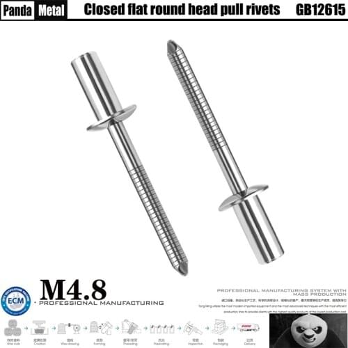 Blind head 304 stainless steel closed round head rivet GB12615 all steel 304 + 420 round head pull rivet specification M4.8