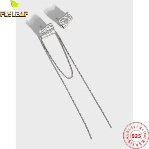 925 Sterling Silver Asymmetric Long Tassel Earrings For Women Personality Design Female Fine Jewelry 2021 New Trend