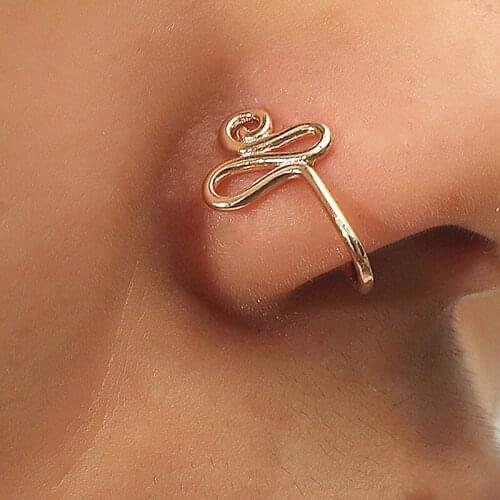 1Pc Punk Non Puncture Nose Ring For Women U-Shaped Wire Spiral Fake Piercing Nose Clip Cuff Nostril Earring Body Jewelry Gifts