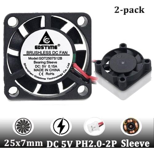10pcs Gdstime 25mm 5V Cooler 25x25x7mm 2inch Mini DC Brushless Cooling Fan Raditor Heatsinks Fan