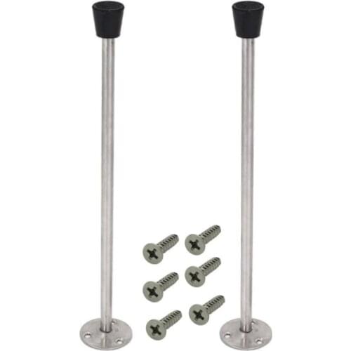 300mm Door Stopper Stainless Steel Floor Wall Mounted Protector with Sound Dampening Rubber Bumper -Pack of 2