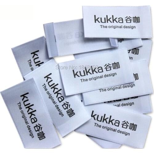 Free shipping custom printed satin labels/garment clothing tags/woven labels/main label/brand name printing/logo 1000 pcs a lot
