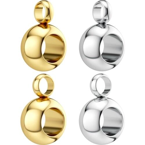 10pcs/20pcs 3/4/5mm Stainless Steel Beads Bails Pendants Conector Jewelry Making DIY Necklace Bracelet Silver Color Charm Beads