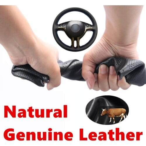 Hand sewing Genuine Calfskin Leather Steering Wheel Cover for BMW 3 Series E46 2000-2005 5 Series E39 2000-2003 E53 X5 1999