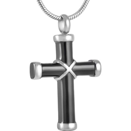 CMJ8350 Hot Selling Waterproof Ribbon Cross Cremation Pendant Urn Necklace Mmeorial ashes Keepsake Urns Mens Jewelry