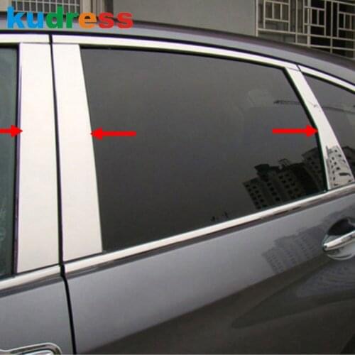 For Hyundai Santa Fe 2013 2014 Stainless Steel Window Center Pillar Cover Trim Middle Post Strips Car Styling Accessories 6pcs