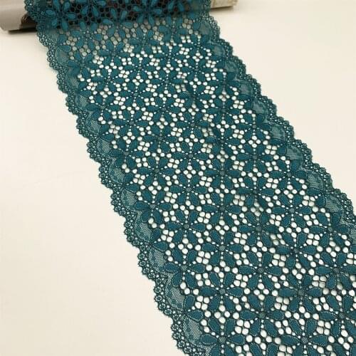 3y/lot 19cm Elastic Stretch Lace Trims Teal Blue For Clothing Accessories Dress Sewing Applique Costume Lace Fabrics Bjd Doll