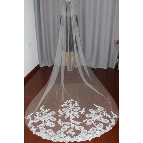 Lace bridal veil weding dreses veil with lace around hem lace veil