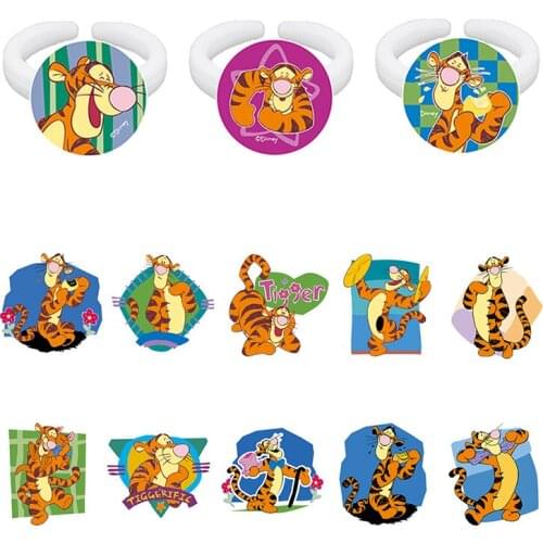 Disney Jumping Tiger Winnie The Pooh Cartoon Pattern Fashion Ring Resin Ring Acrylic Ring Jewelry For Friends Jewelry