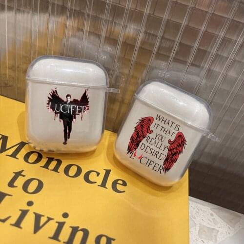Fashion American TV Degenerate angel Lucifer Transparent TPU Bluetooth Earphone Airpods Cover for Airpods 2 Airpods1 Airpods pro