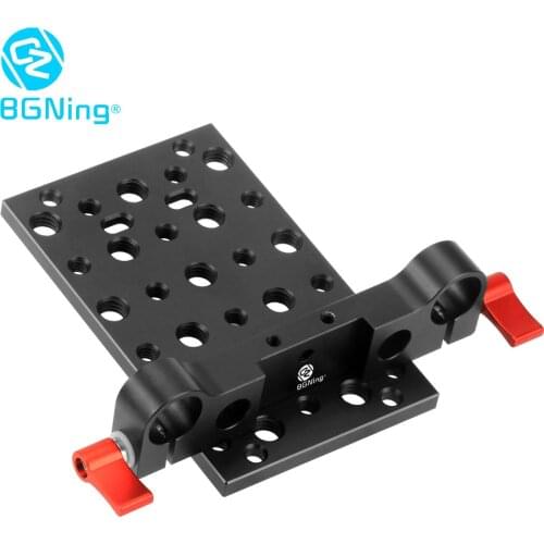 BGNing Tripod Mounting Plate Rail for 19Mm Conduit Mounting Interface Board Holder With 1/4 Inch 3/8 Inch Hole for 5D2 DSLR Cam