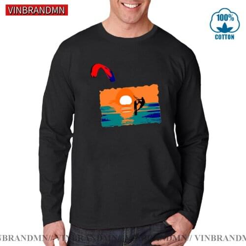 Adventurer Long Sleeve T-Shirts Men Vintage Kite Surfing Tshirt Cool Streetwear Scuba Diving Tee Boys Youth Hipster Outdoor Tops