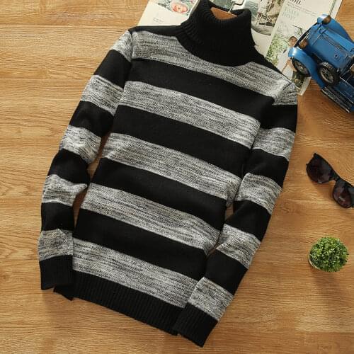 Turtleneck Sweaters New Men Striped Long Sleeve Pullovers Men Sweater Knitwear Jumpers Jersey Cheap Winter Sweaters
