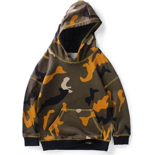 4-13years old girls autumn and winter Sweater jacket camouflage print boys thick warm hooded coat in Older children quality clot