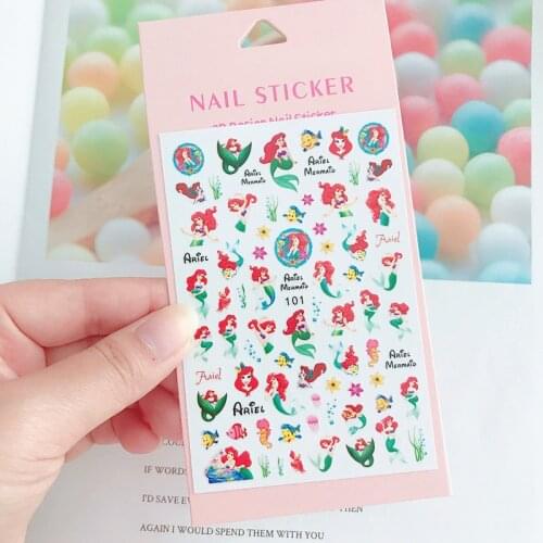 Disney cartoon cute princess mermaid stickers girl nail stickers student children nail stickers diy toys