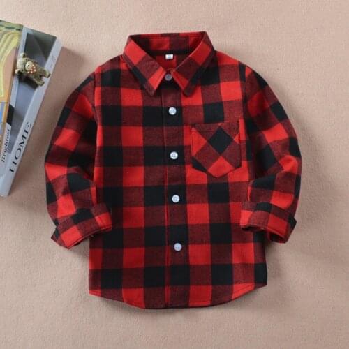 New Baby Boys Girls Clothes Fashion Plaid Kids Shirts For Spring Autumn Long Sleeve Cotton Children Boy Shirts Girl Blouse 2-14T