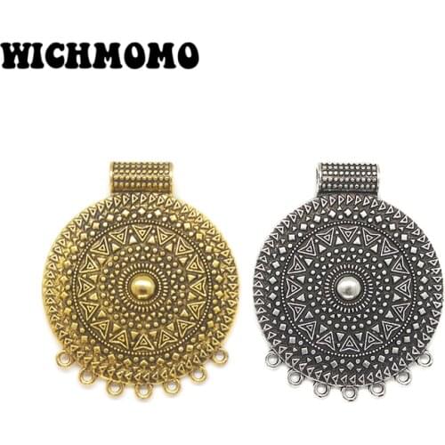 2019 New Fashion 2pieces/bag Geometric Gold Zinc Alloy Round Big Connectors Linker with Groove Diy Jewelry Necklace Accessories