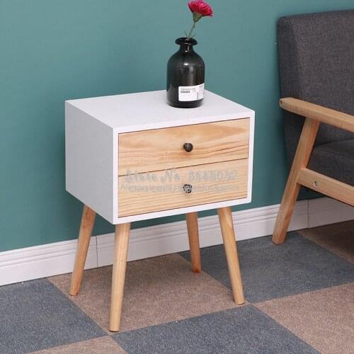 Nordic solid wood legs bedroom bedside table side Japanese style bedside table mini drawer cabinet corner storage cabinet