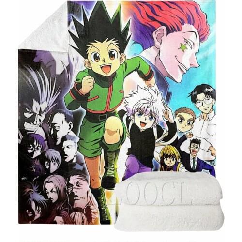 Anime Blanket Hunter X Hunter Cartoons Printed Flannel Blanket for Throws on Sofa Bed Home Bedspread Travel Blanket Dropshipping