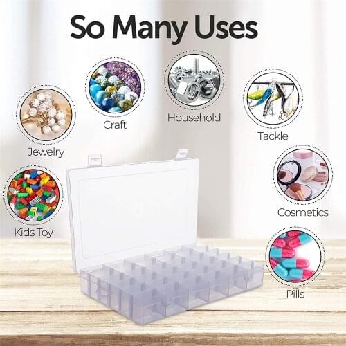 Plastic Organizer Box with Dividers - 36 Compartment Organizer - Bead Organizer - Best for Bead Storage Felt Board Letters Fish