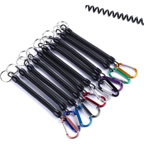 Portable Anti-lost Rope fishing lure bait Fishing gear Take-up cord Fishing gadgets Spring rope Metal buckle Fishing Tools