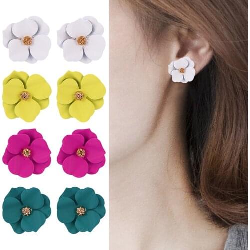 Korean Fashion Flower Stud Earrings For Women 2019 Statement Handmade Cute Small Flower Earring Bohemian Wedding Party Jewelry