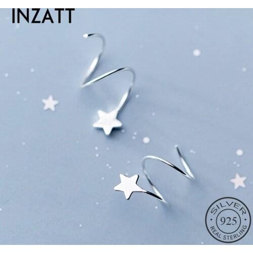 INZATT Real 925 Sterling Silver OL Minimalist Wave Hoop Earrings Star For Fashion Woman Earrings 2019 Cute Fine Jewelry Gift
