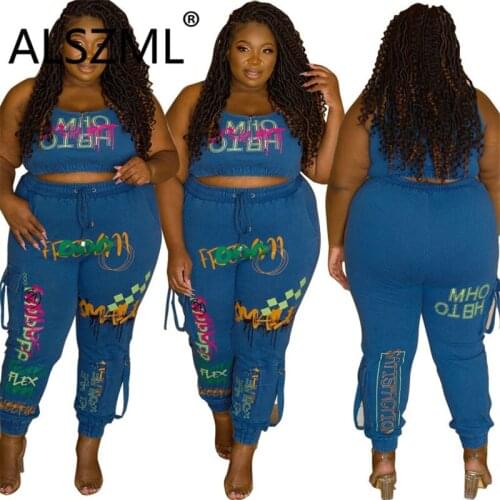 Blue Sleeveless Bro And Pants Sexy Tight Club Party Lady Fashion Tracksuits High Street Outfits High Street Bodysuits