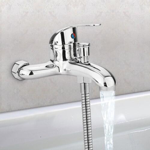 Zinc Alloy Basin Faucets Chrome Wall Mounted Hot Cold Water Dual Spout Mixer Tap Faucet Splitter Bath Shower Basin