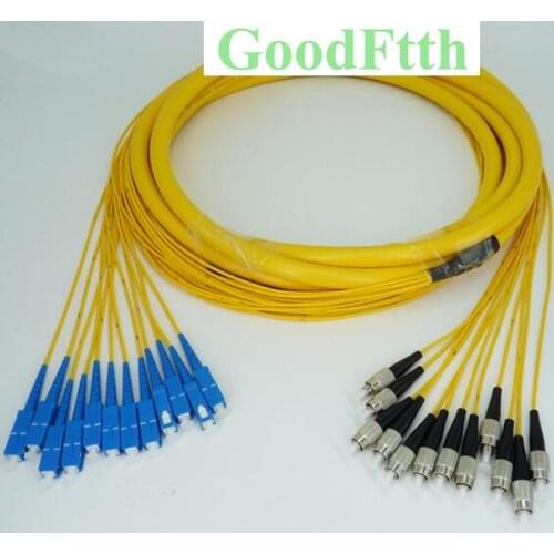 Patch Cord Jumper SC-FC UPC SC/UPC-FC/UPC SM 12 Cores Fibers Trunk Breakout 2.0mm GoodFtth 100-500m