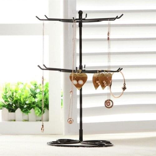 50%HOT 2-Tier Rotary Jewelry Stand Rack Earrings Necklace Ring Display Organizer Holder