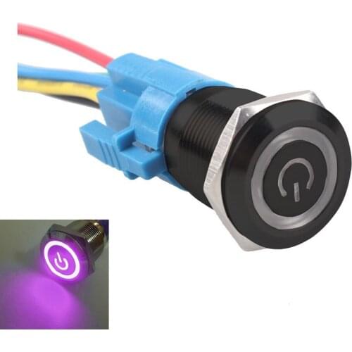 EE support Black 19mm 12V 5A Symbol&Angel Car Colors LED Metal Push Button Switch Plug Sales