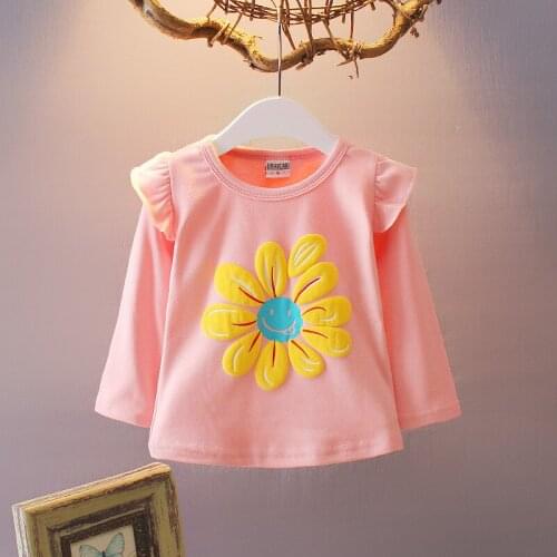 Girls Tops Retail T-shirts for Girls Long Sleeve Infantile Princess Children Cartoon Clothing Kids Childrens t-shirts