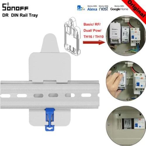 SONOFF For Basic/RF/ Pow/ TH10/16/ Dual Wifi Smart Switch DR DIN Tray Rail Case Holder Mounted Adjustable Box Cover Home Alexa