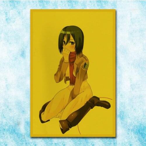 Japanese Anime Attack On Titan Poster Eren Jaege Mikasa·Ackerman Art Silk Canvas Retro Print For Home Room Decor-042