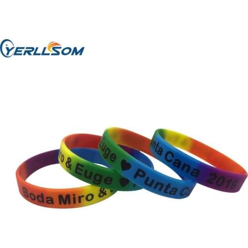 YERLLSOM 200pcs/Lot Free shipping custom 1color printed custom rubber bands silicone bracelets for events Y20060902