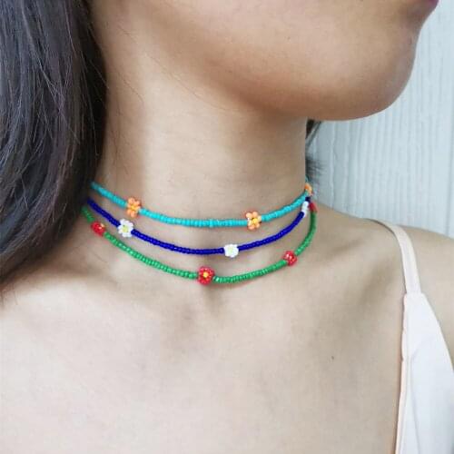 10 Color Korean Style Handmade Daisy Flower Chain Necklace Bracelet Women Girls Clavicle Summer Travel Party Gift Boho Collier