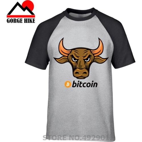 Golden Bull animal print Bitcoin T Shirts Men Crypto Coin Cryptocurrency Binary Bitcoin T-shirt hombres camisetas bit coin Tee