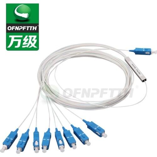 1*8 PLC Splitter SC/UPC Connector Mini Steel 0.9mm Type