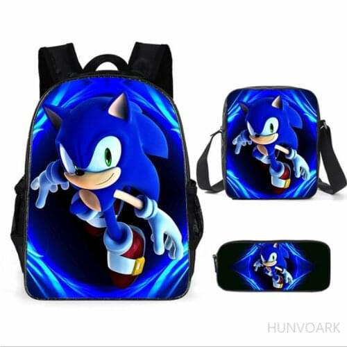 3pcs/set Kids School Bags For Boys SONIC RACING Schoolbags Primary Student Large Capacity Mochila Sets Girls Boys Satchel