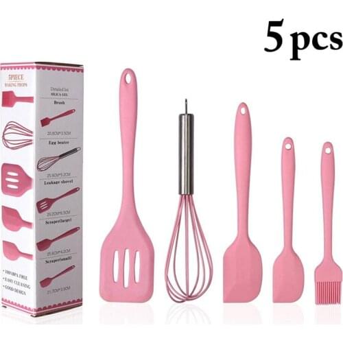 5 Pcs Kitchen Cooking Tool Sets Non-Stick Cream Butter Scraper Oil Brush Egg Whisk With Stainless Steel Handle Cake Baking Tools