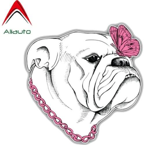 Aliauto Cartoon Car Sticker Cute Bulldog Dog Girl Auto Decoration Fashion Vinyl Decal Cover Scratches Waterproof,13cm*12cm