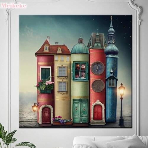 5D DIY Diamond Embroidery Full Set Cartoon Book Castle Diamond Painting Mosaic Cross Stitch Scenery Rhinestone Pictures Decor