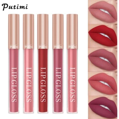 PUTIMI Non-stick Cup Lipstick for Lip Gloss Matte Velvet Makeup Waterpoof Long Lasting Lipstick for Women Red Lip Tint Make Up
