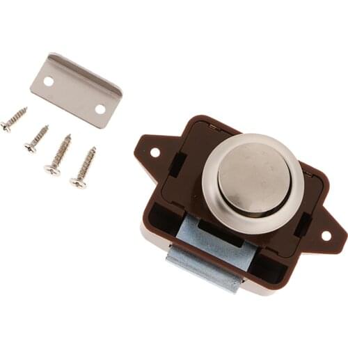 Keyless Push Button Cabinet Latch for RV Camper Zinc Alloy Cupboard Caravan Lock - Brown