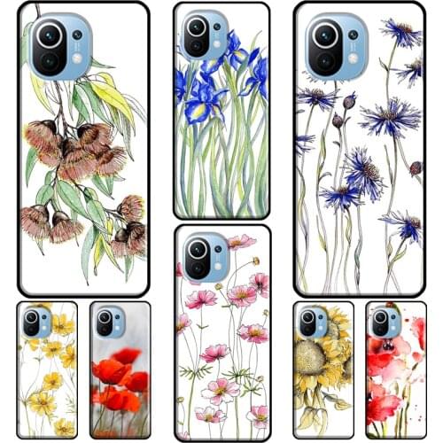 Red Poppy Iris Lavender For POCO X3 Pro F2 F3 M3 Case For Xiaomi Mi 11 Pro 10T 9T Mi 9 A3 Note 10 Lite Back Cover