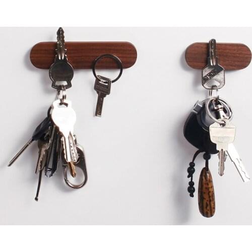 Wood Unique Wax Oil Finishing Magnet Key Holder Water Resistant Key Hooks Stylish for Door