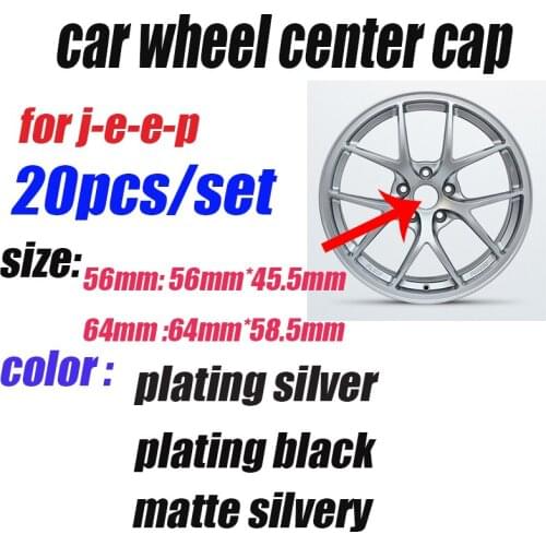 For jeep Cherokee Liberty Rubicon Wran Plating/Matte/Black/Sivlery Car Logo 56MM 64MM Car Wheel Hub Center Cap Wheel Rim Cap 20x